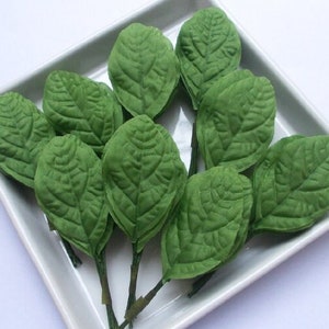 100 Big Leaf (Size 1.25&quot;x2&quot;) Fabric Craft Leaves, Leaf Satin, Fabric Craft Flower, Green Leaf.