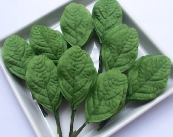 Satin Fabric Craft Leaves: Green Bouquet Decoration (100 Pcs)