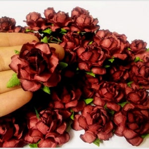 25 Paper Flowers (Size 1.5&quot;) Mulberry Paper Craft flower, Paper flower craft wedding, Wedding, Bouquets, Burgundy Paper Roses.
