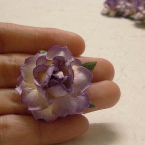10 Purple Edge Mulberry Paper Flowers: 1.5&quot; Wedding Crafts