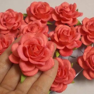 Paper Flowers (Size 2&quot;)10 PCS. Mulberry Paper Craft flower, Paper flower craft wedding, Wedding, Bouquets, Coral, Paper Roses.