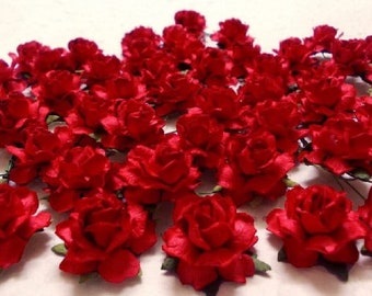 25 Paper Flowers (Size 1") Mulberry Paper Craft flower, Paper flower craft wedding, Wedding, Events, Bouquets and Crafts, Red Paper Roses.