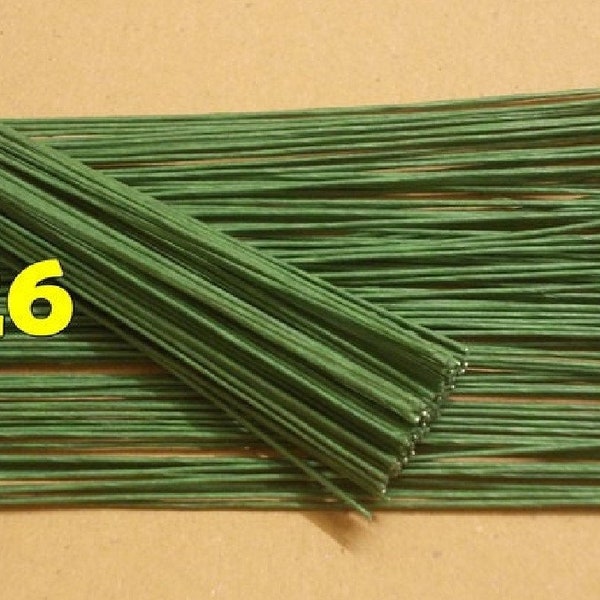 100 Green Floral Wire Stems: Paper Covered, Gauge #26, 12 Inch