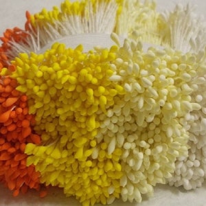 2000 Köpfe / 1000 Stück (Größe räumliche Länge 8 cm) Wassertropfenform - Künstliche Staubblätter, Fruchtblatt, gemischte Farben Hutmacherblumenstaubblätter.