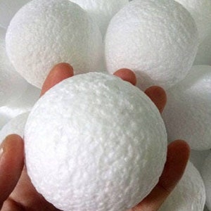 10 bolas de poliestireno (tamaño 64 mm o 2,5") Suministros de bolas de poliestireno, Bolas de poliestireno blancas.