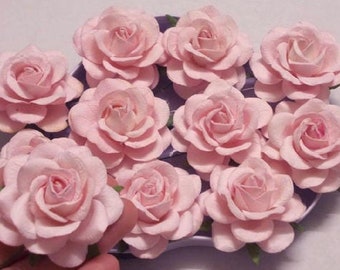 Light Pink Mulberry Paper Roses (2", 10 PCS)