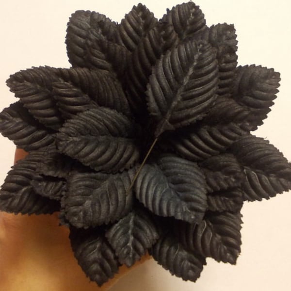 100 Big Leaf (Size 1.25"x2") Mulberry Paper Craft Leaves, Paper leaf, Black Leaf.