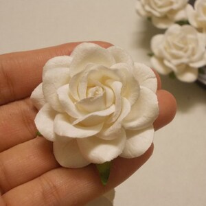 10 Paper Flowers Size 2 Mulberry Paper Craft flower, Paper flower craft wedding, Wedding, Bouquets, White Paper Roses. image 3