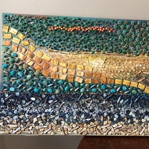 Large Wall Art &quot;A New Day...&quot; Textured Mosaic Mixed Media Multi-Dimensional Contemporary Impressionist Canvas