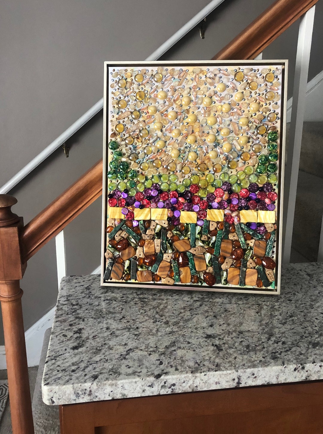 Mixed Media Wall Art "sunlit Garden Wall" Mosaic Modern Movement-filled ...