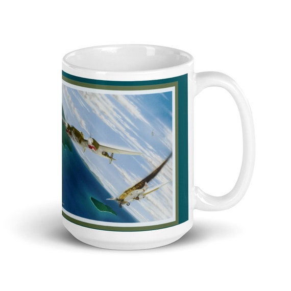 P-38 vs Mitsubishi "Dinah" -Large White glossy mug