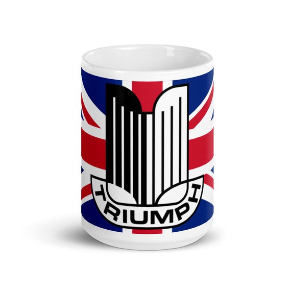Triumph Logo on Union Jack,  White glossy mug