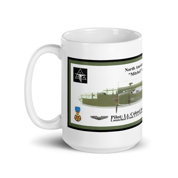 North American B-25B "Mitchell" Bomber ( Jimmy Doolittle , MOH ) -Large White glossy mug