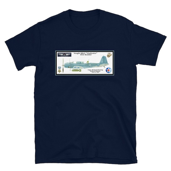 Vought SB2U "Vindicator" (Medal Of Honor pilot Richard Fleming) on a Short-Sleeve Unisex T-Shirt