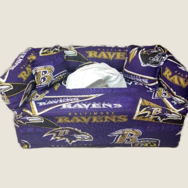 Baltimore Ravens NFL fabric tissue box cover. Includes FREE Tissue & FREE shipping