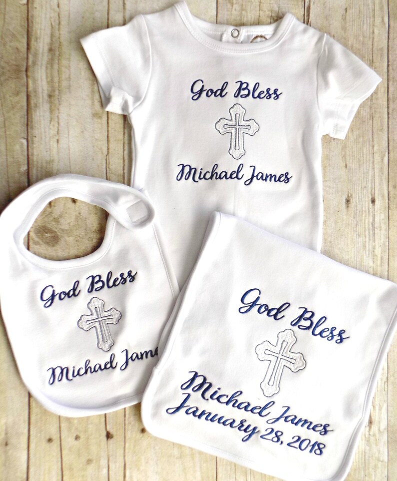 Baby Boy Embroiderd Baptismal Gift Baby Boy Baptism Gift Etsy