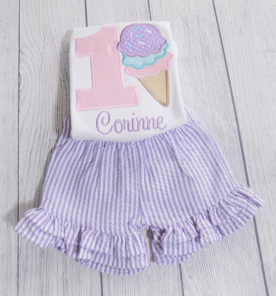 Girls Ice Cream Birthday Outfit Toddlers Ice Cream Etsy