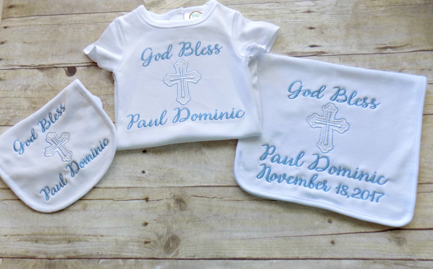 Baby Boy Embroiderd Baptismal Gift Baby Boy Baptism Gift Etsy