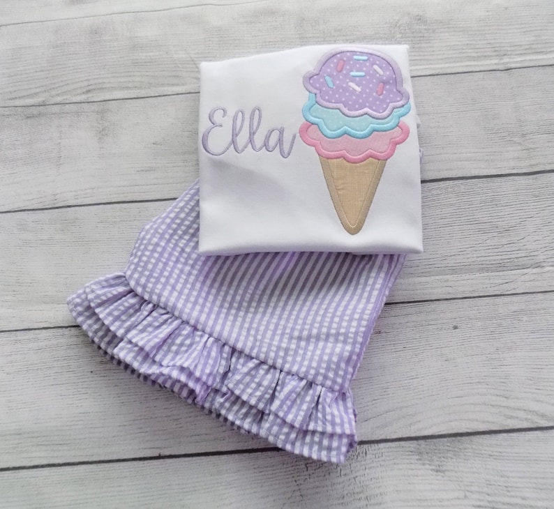 Girls Ice Cream Outfit Toddlers Ice Cream Outfitgirls Summer Etsy