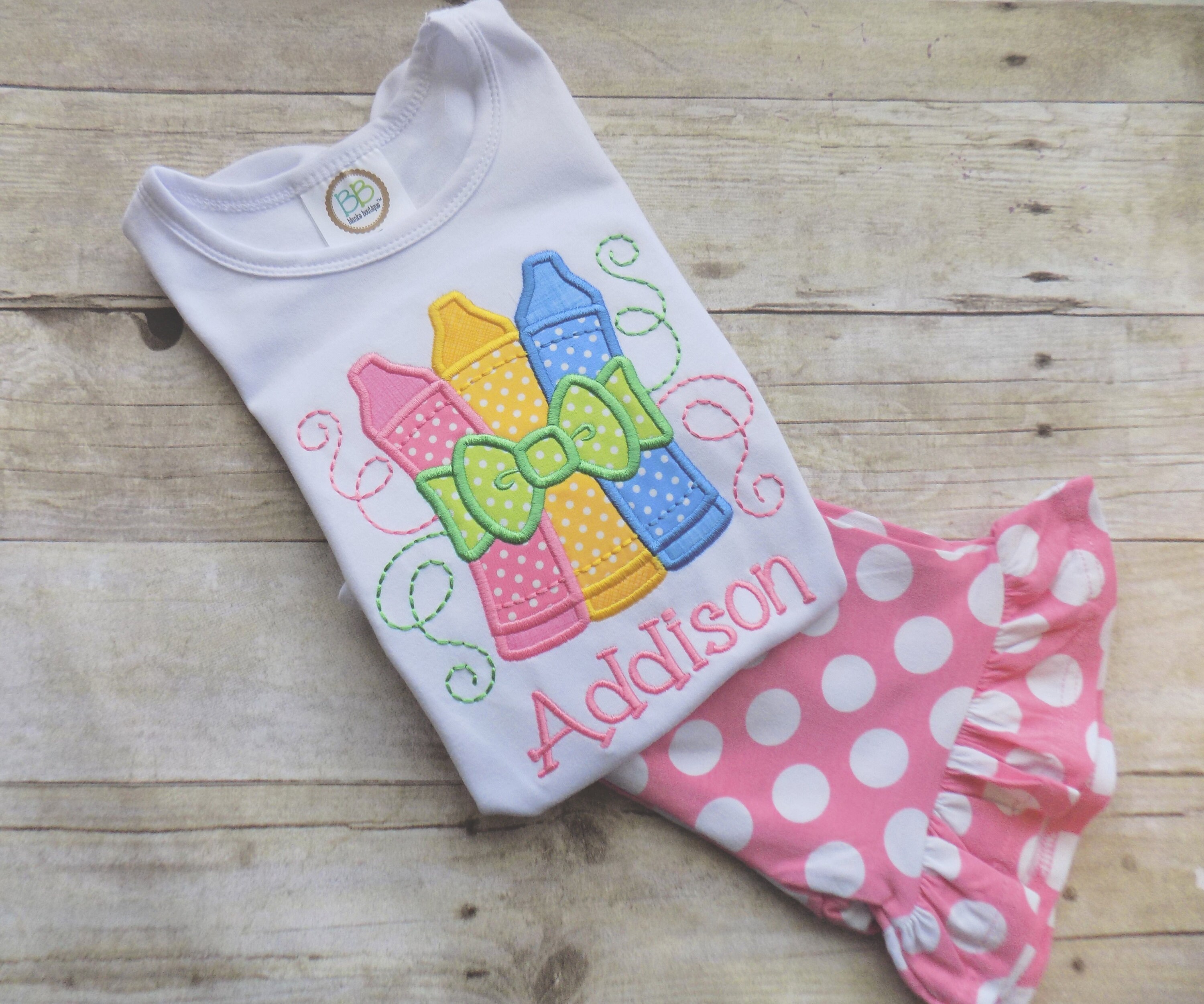 Girls Back to School Outfit,Crayons with Shorts, Back to School Outfi…