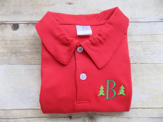Boys Monogrammed Christmas polo style shirt, monogrammed Christmas