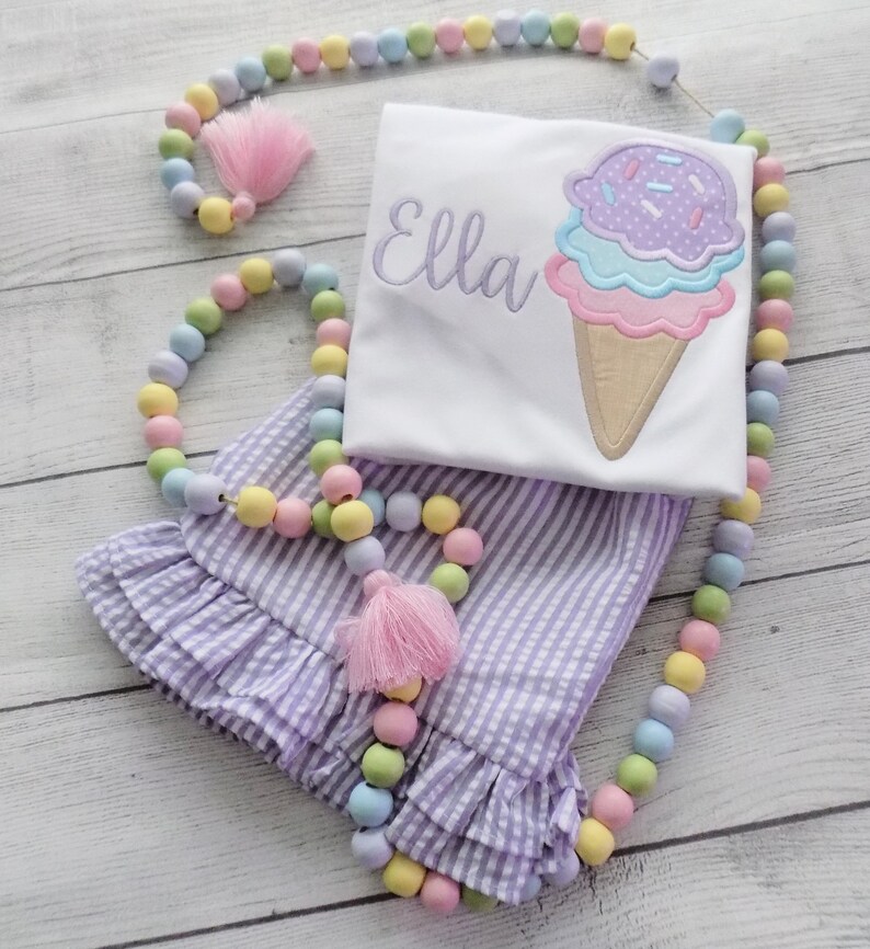 Girls Ice Cream Outfit Toddlers Ice Cream Outfitgirls Summer Etsy