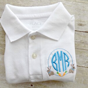 Boys Easter Bunny Polo, Toddlers Easter Bunny Polo shirt,Monogram Polo,Monogrammed, Personalized, Embroidered