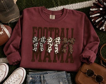Football Mama PNG | Coquette Bow Game Day Design (Digital Download)