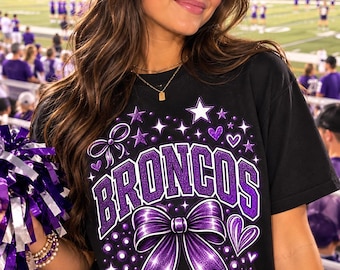 Broncos Football Spirit PNG | Purple Coquette Bow Design (Digital Download)