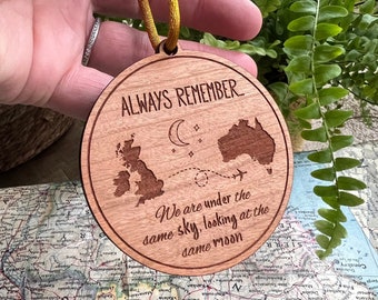 Personalised Under The Same Sky Christmas Bauble, Long Distance Best Friend Gift, Miles Apart Ornament, Moving Away Emigration Gift