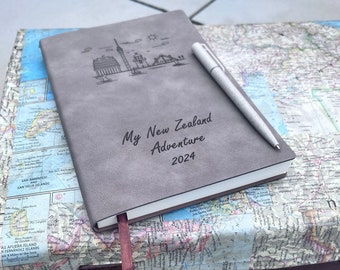 Personalised New Zealand Travel Journal, New Zealand Travel Gift, Emigrating Gift, New Zealand Bucket List, Kiwi, World Travel A5 Diary