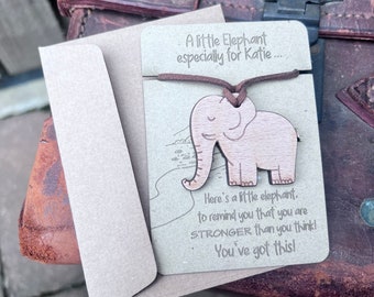 Personalised Elephant Gift, Stronger Than You Think, Elephant Pocket Hug Card, Baby Elephant, Elephant Card, Elephant Gift for Friend