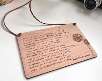 Letrero de madera "Este es mi deseo para ti" / Cita de Ralph Waldo Emerson / Regalo de aliento / Arte de pared de Ralph Emerson / Regalo de abrazos / Cita estoica