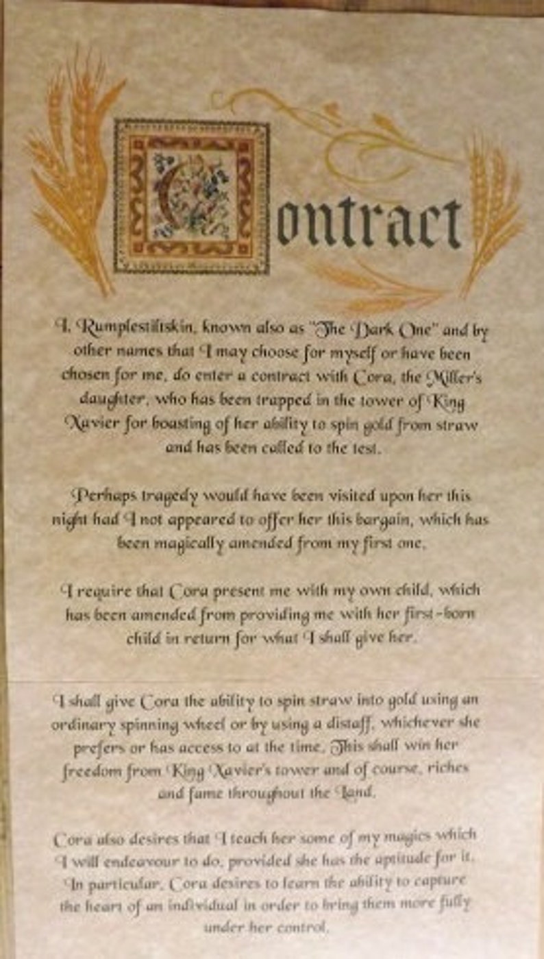 Once Upon a Time / Rumplestiltskin's Contract with Cora Etsy