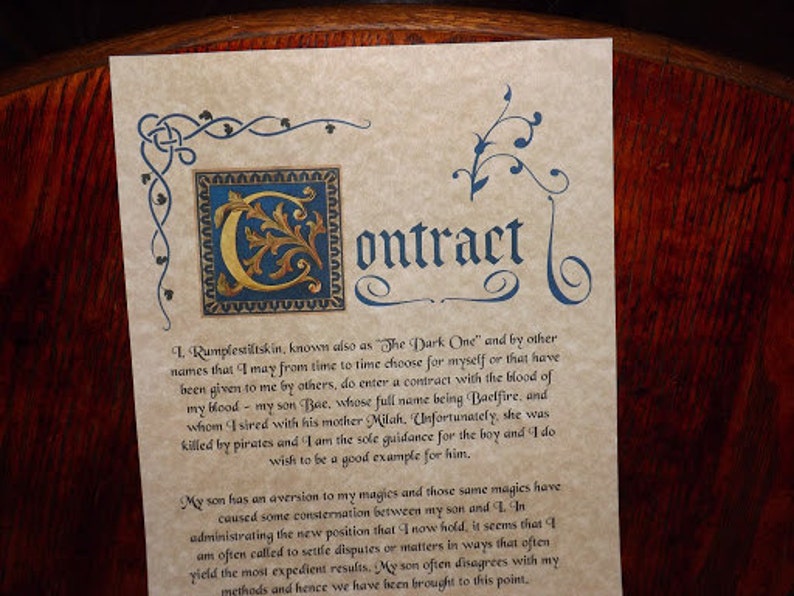 Once Upon a Time / Rumplestiltskin's Contract with Etsy