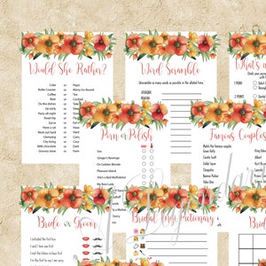 Bridal Shower Game Pack - Flowers, Poppies, Wild Flowers, Spring, Download, Printable