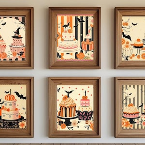 Halloween-Druckset, 6er-Set Drucke, herunterladbare Drucke, Halloween-Wanddrucke, Halloween-Digitaldrucke, Vintage Halloween-Drucke