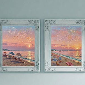 Patriotic Beach Set, Digital Print Set of 2, Wall Art Digital Download Set 2, Downloadable Art, Downloadable Prints, Summer Wall Art