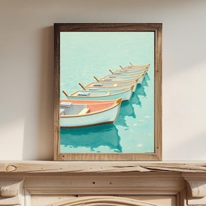 Boat Art Print, Downloadable Art Prints, Downloadable Prints, Coastal Art Print, Large Living Room Wall Art, Summer Wall Art