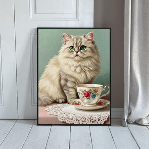 Cat Art Print, Downloadable Art Print, Downloadable Prints, Mid Century Wall Art, Vintage Art Print, Cat Wall Art, Vintage Kitchen Art