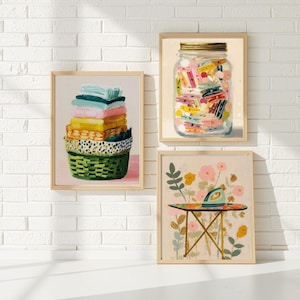 Väggkonst i tvättstugan, Nedladdningsbar konst, Nedladdningsbara tryck, Utskrivbar väggkonst, Trendig väggkonst, Digitala tryck, Tvättstugedekor