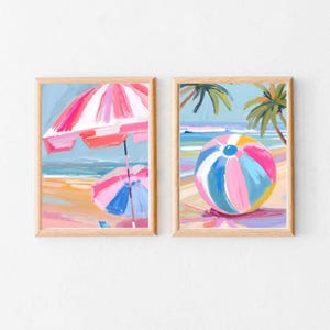Beach Art Print Set, Wall Art Digital Download Set 2, Two Piece Wall Art, Digital Print Set of 2, Beach Wall Art, Summer Wall Art