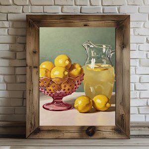 Lemon Print, Downloadable Prints, Downloadable Art Prints, Printable Art Painting, Mid Century Wall Art, Vintage Art Print, Kitchen Print