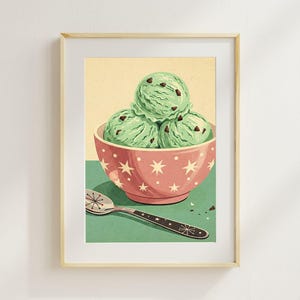 Retro Eis Kunstdruck, Küchen Wandkunstdrucke, Mitte des Jahrhunderts Druck, herunterladbare Kunst, Vintage Druck, Sommer Wandkunst, herunterladbare Drucke