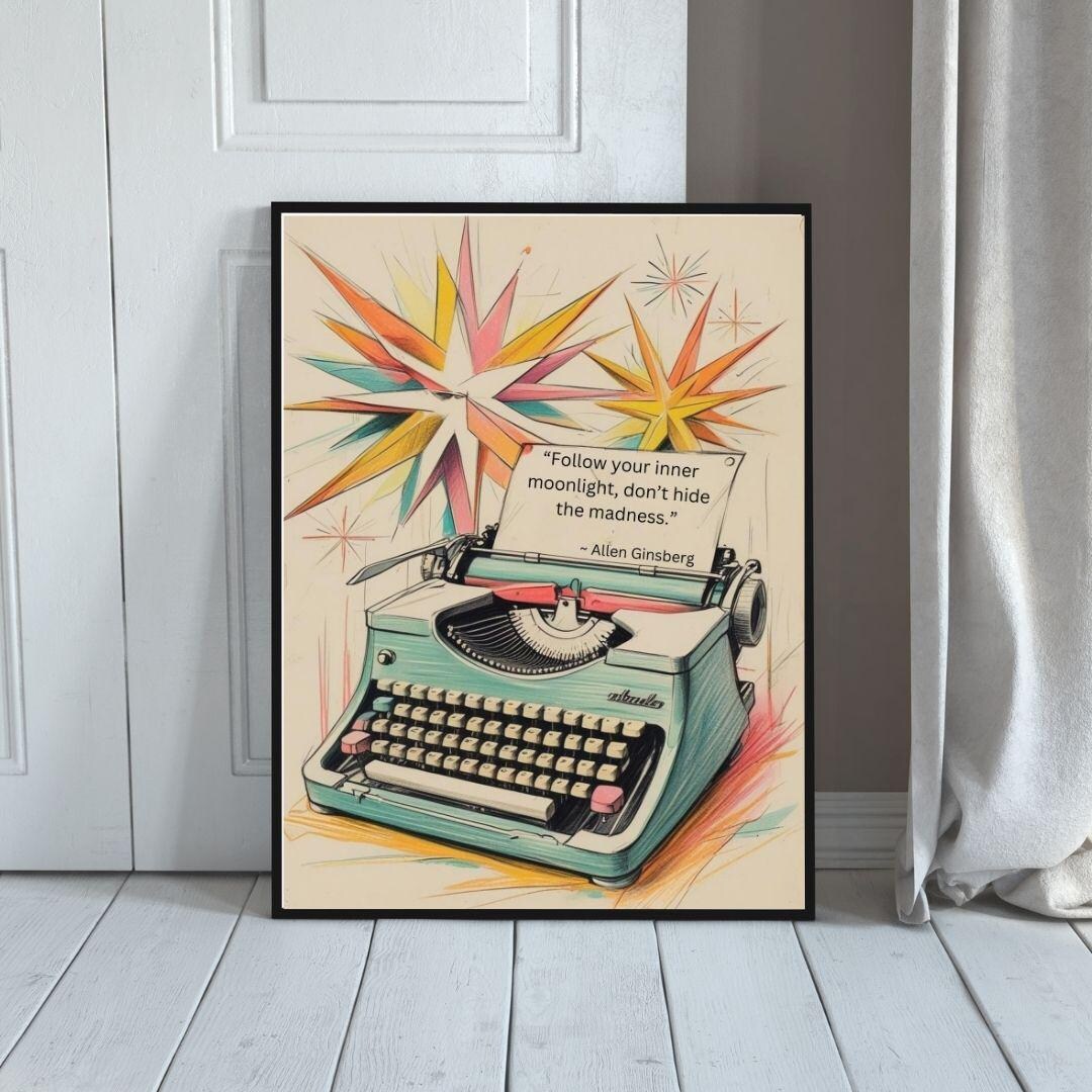 Vintage Typewriter Print, Downloadable Art, Mid Century Wall Art ...