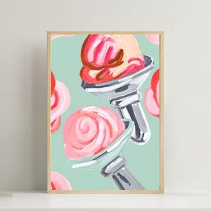 Eiscreme-Druck, herunterladbare Kunst, Sommerwandkunst, herunterladbare Drucke, trendige Wandkunst, Küchenwandkunstdruck, bunte Wandkunst