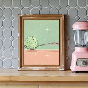 Retro-Eiscreme-Druck, herunterladbarer Kunstdruck, herunterladbare Drucke, Wandkunst der Mitte des Jahrhunderts, Vintage Kunstdruck, Vintage Küchenkunst, Sommerkunst