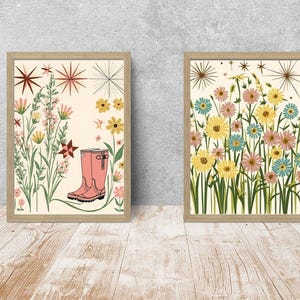 Wildflower Print Set, Wall Art Digital Download Set 2, Downloadable Art, Digital Print Set of 2, Downloadable Prints, Floral Prints Set of 2