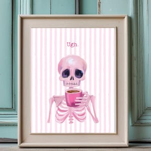 Skeleton Print, Downloadable Art Print, Halloween Wall Prints, Halloween Digital Prints, Downloadable Prints, Coffee Wall Art, Coffee Art