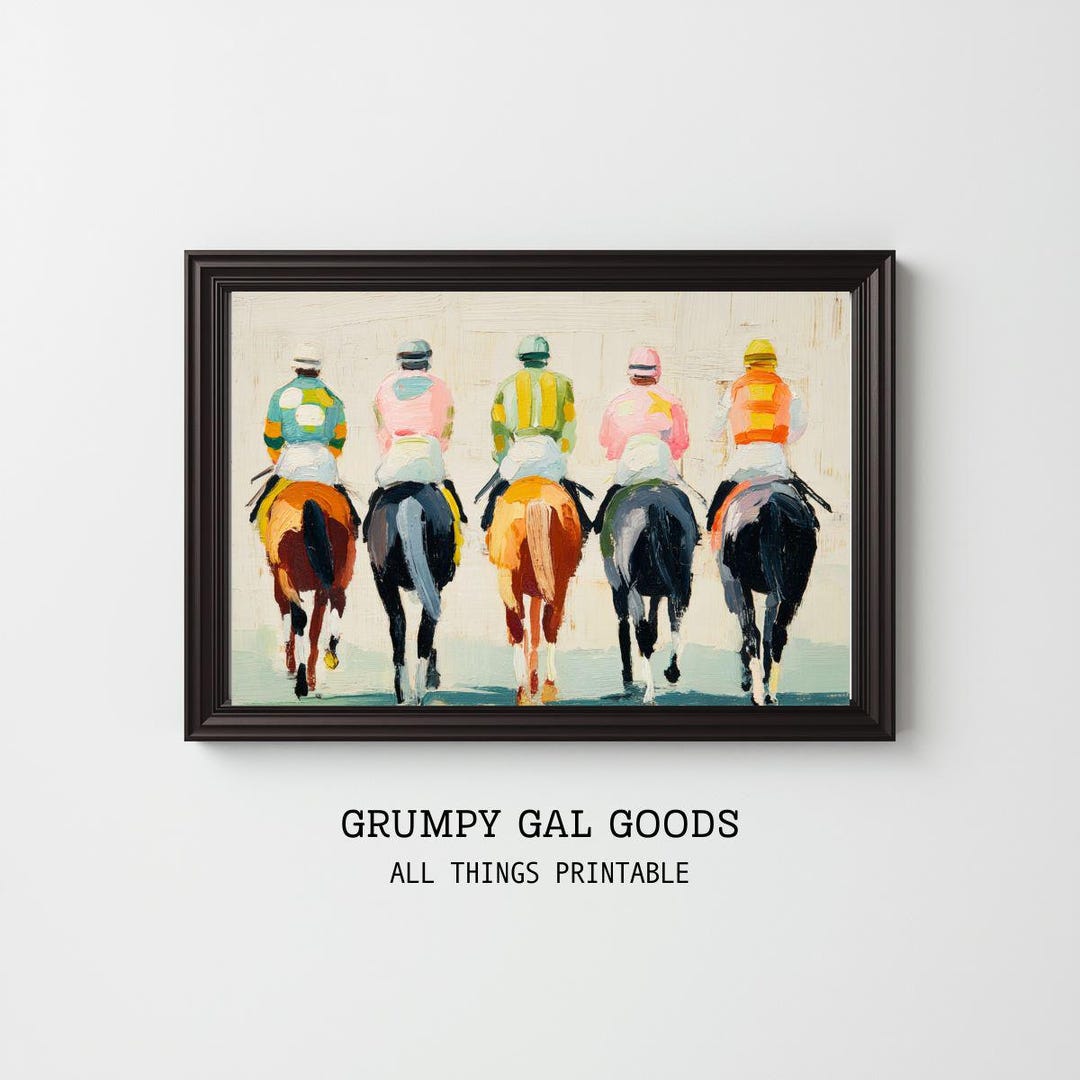 colorful-horse-racing-art-print-abstract-equestrian-wall-decor